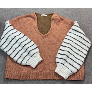 Women L Balloon Sleeve Knit Sweater Wool / Alpaca Blend Boho Preppy